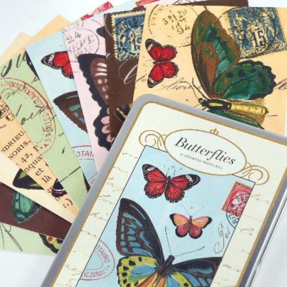 Vintage Butterflies Carte Postale postcard set